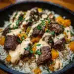 Cheesy Steak and Rice Skillet Recipe