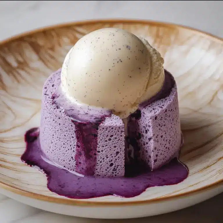 Ube Lava Cake with Vanilla Ice Cream Recipe