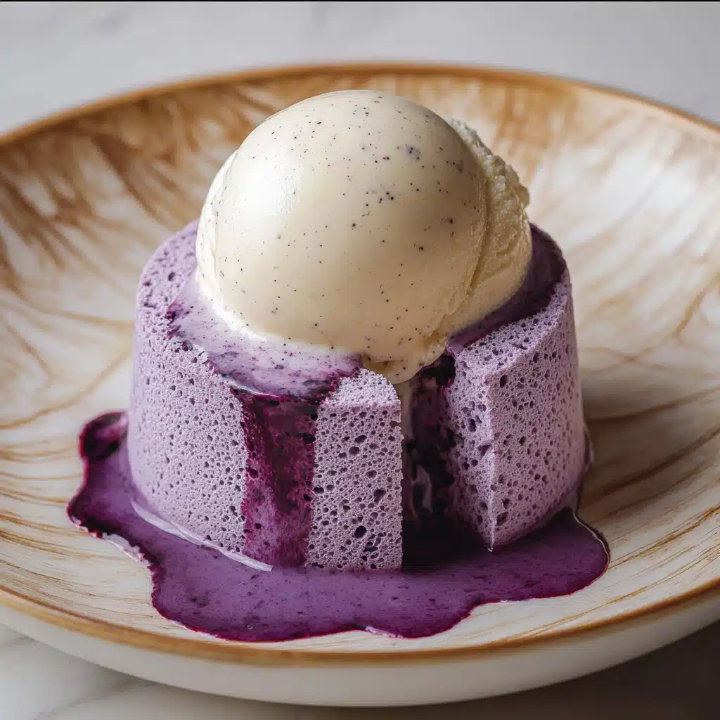Ube Lava Cake with Vanilla Ice Cream Recipe