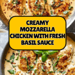 Mozzarella Chicken in Basil Cream Sauce Recipe