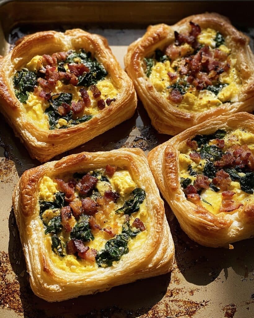 Baked Bacon, Egg, and Cheese Puff Pastry Pinwheels Recipe