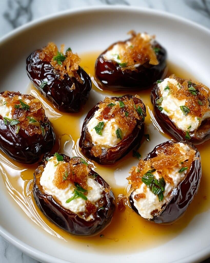 Mascarpone Stuffed Dates with Maple Drizzle Recipe