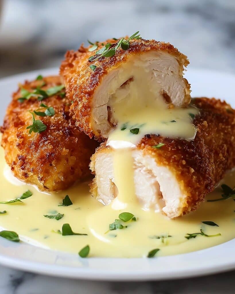 Chicken Cordon Bleu with Swiss Cheese Sauce Recipe
