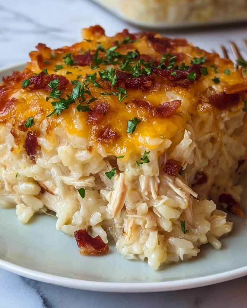 Dump-and-Bake Chicken Alfredo Rice Casserole Recipe