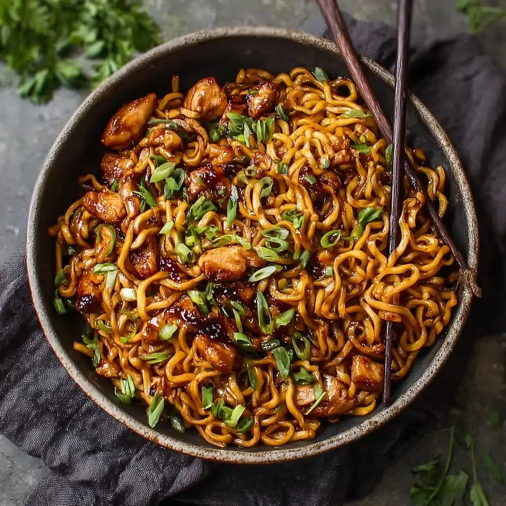 Sticky Garlic Chicken Noodles Recipe - Recipe Image