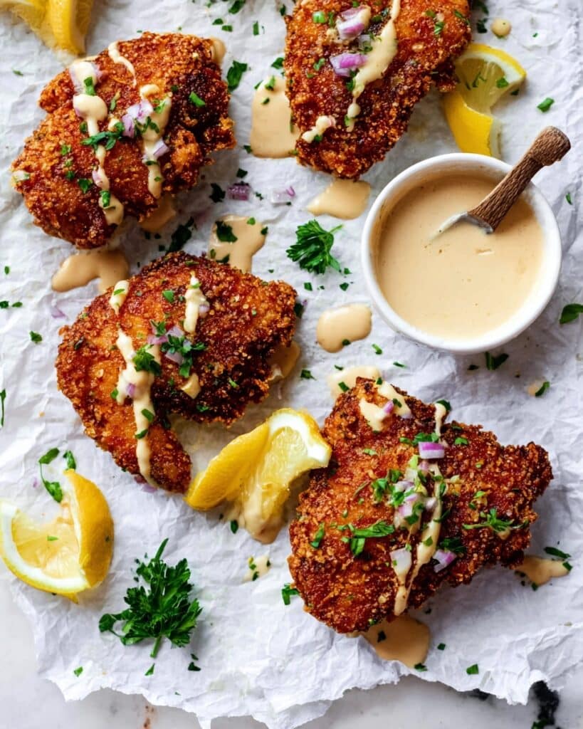 Pretzel Crusted Chicken with Cheddar-Mustard Sauce Recipe