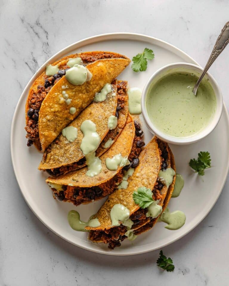 Crispy Baked Ground Turkey Tacos with Avocado Sauce Recipe