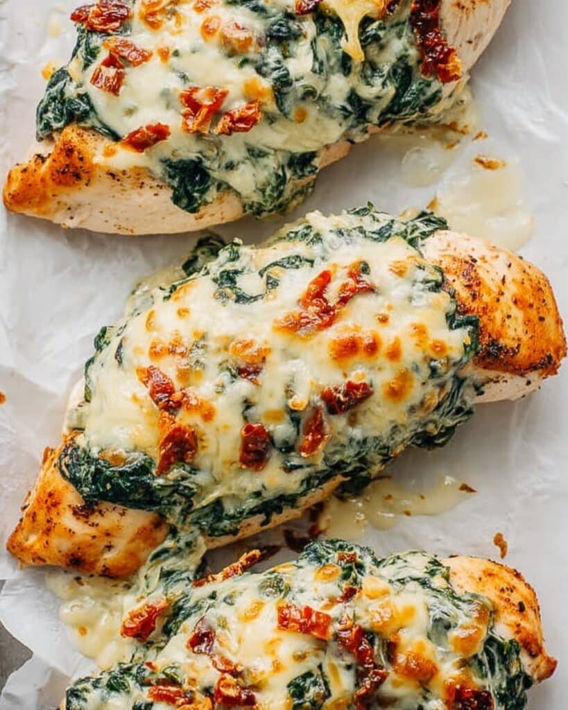 Oven Baked Chicken Breasts with Spinach, Cream Cheese, and Sun-Dried Tomatoes Recipe