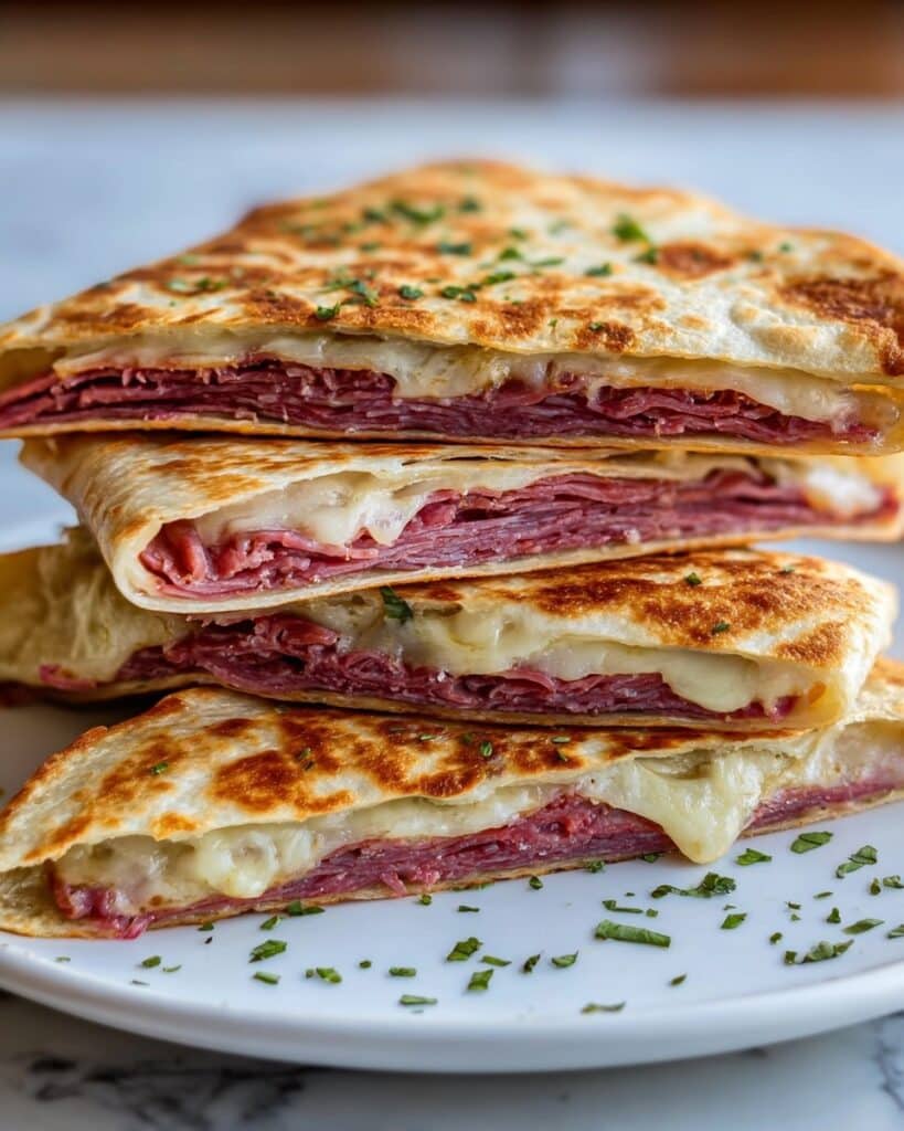 Corned Beef and Swiss Reuben Quesadillas Recipe