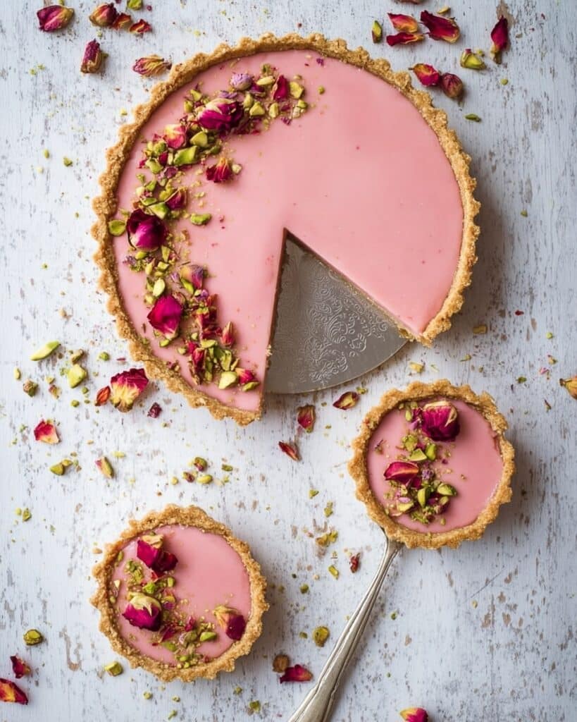 Pistachio Rose Panna Cotta Tart Recipe