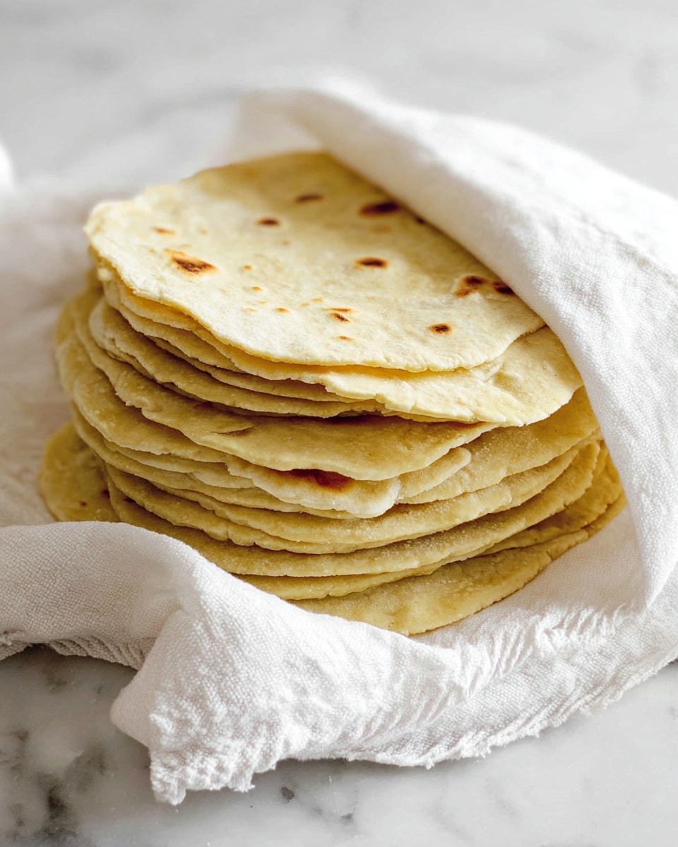 A stack of about eight thin, round flatbreads with light golden brown spots rests on a soft white cloth that is partially wrapped around the stack. The flatbreads are slightly uneven in shape with a soft, smooth texture, and the edges are a bit ruffled. The stack sits directly on a white marbled surface, with the cloth draped casually under and over the top flatbread, adding a cozy look. Photo taken with an iphone --ar 4:5 --v 7