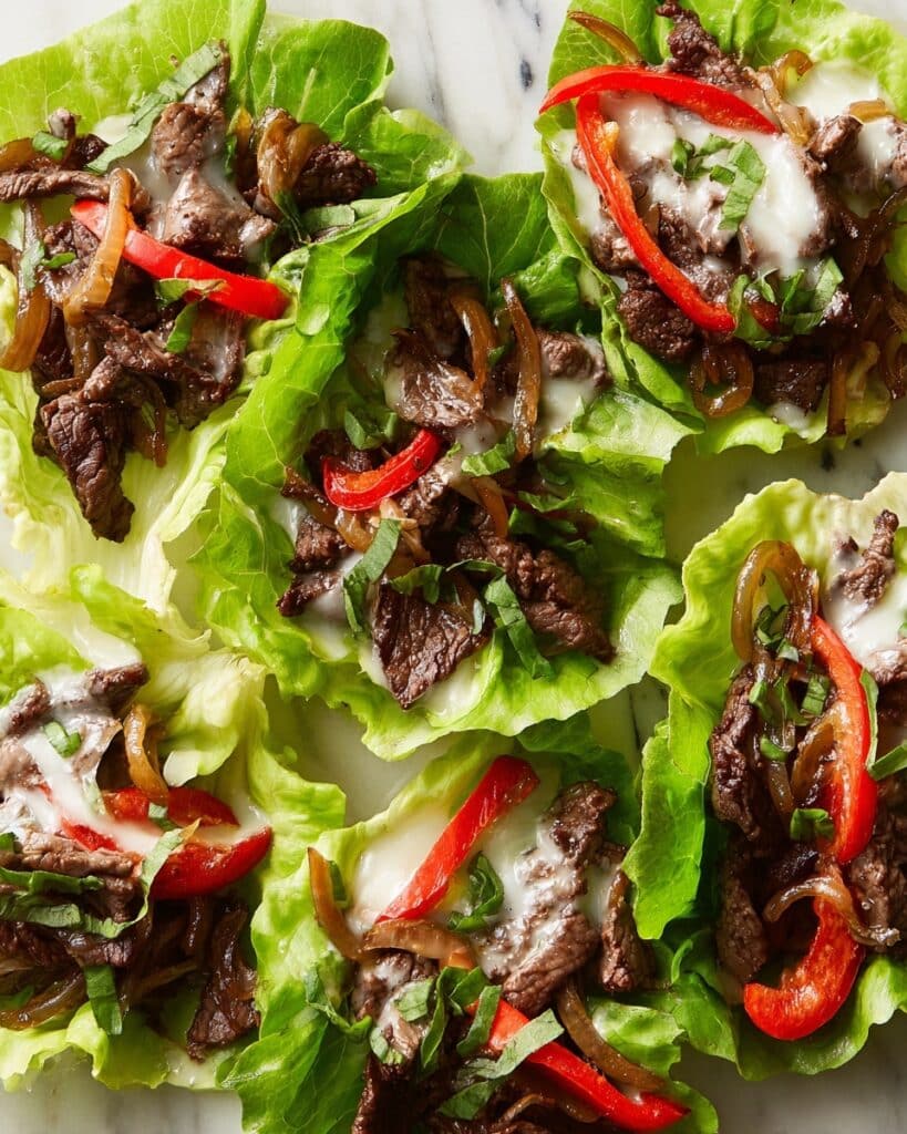 Philly Cheesesteak Lettuce Wraps Recipe