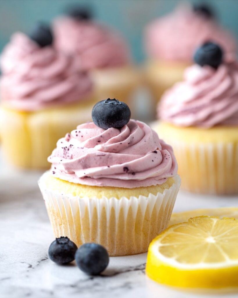 Gluten Free Lemon Cupcakes with Blueberry Frosting Recipe