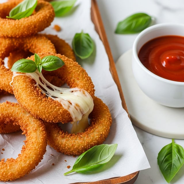 Mozzarella-Stuffed Crispy Baked Onion Rings Recipe
