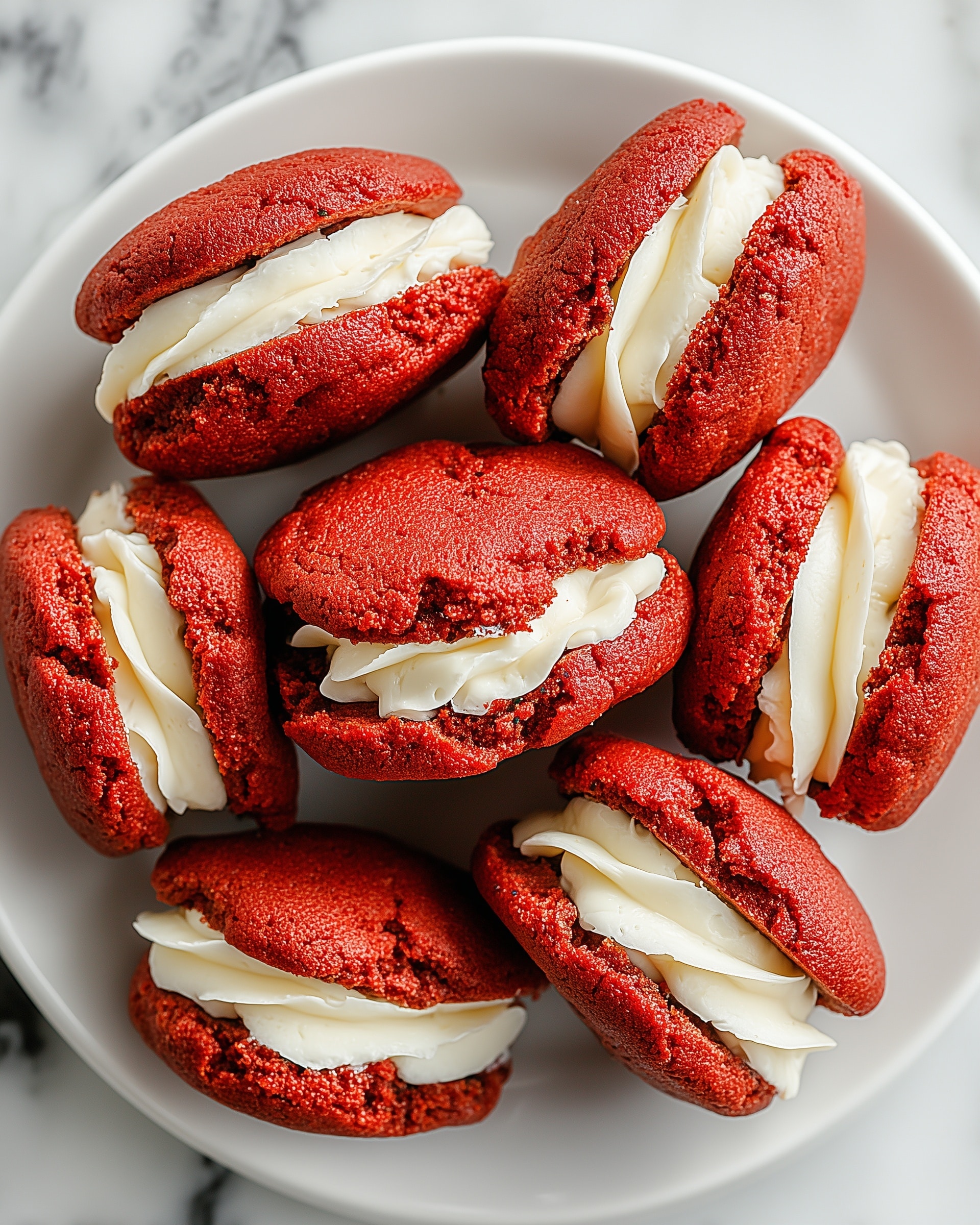 White Chocolate Dipped Red Velvet Cookies Recipe - Recipe Image