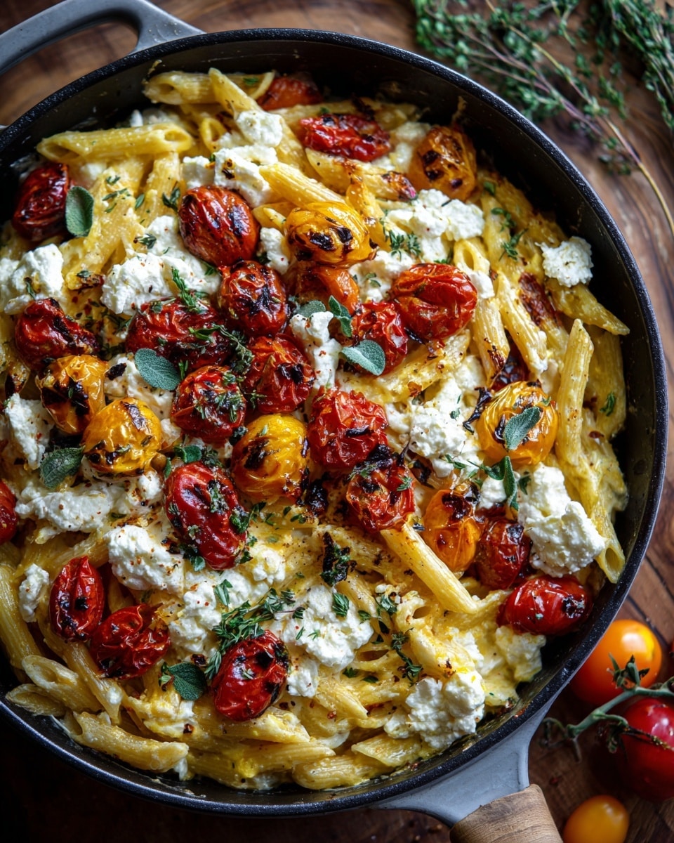 Baked Feta Pasta with Cherry Tomatoes and Basil Recipe - Recipe Image