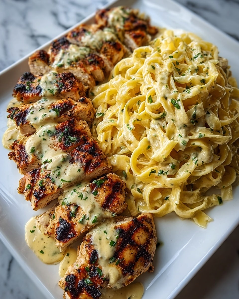 Creamy Tuscan Chicken with Garlic Parmesan Pasta Recipe - Recipe Image