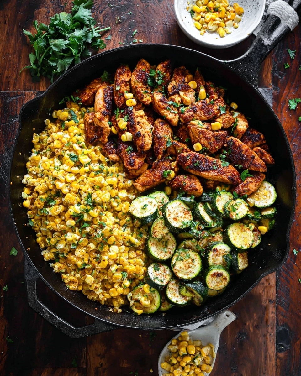 Garlic Butter Chicken with Zucchini and Corn - One-Pan, 30-Minute Meal Recipe - Recipe Image