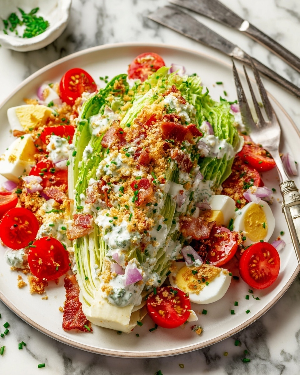 Loaded Wedge Salad with Crispy Breadcrumbs and Chive Dressing Recipe - Recipe Image