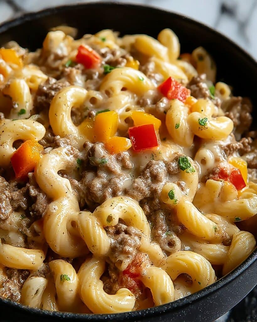 High-Protein Creamy Philly Cheesesteak Mac & Cheese Bliss Recipe