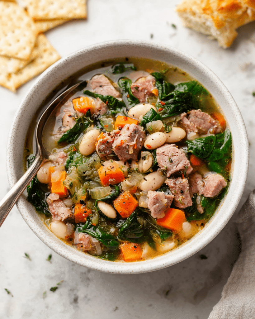 Ham and Bean Soup with Spinach and Italian Seasoning Recipe