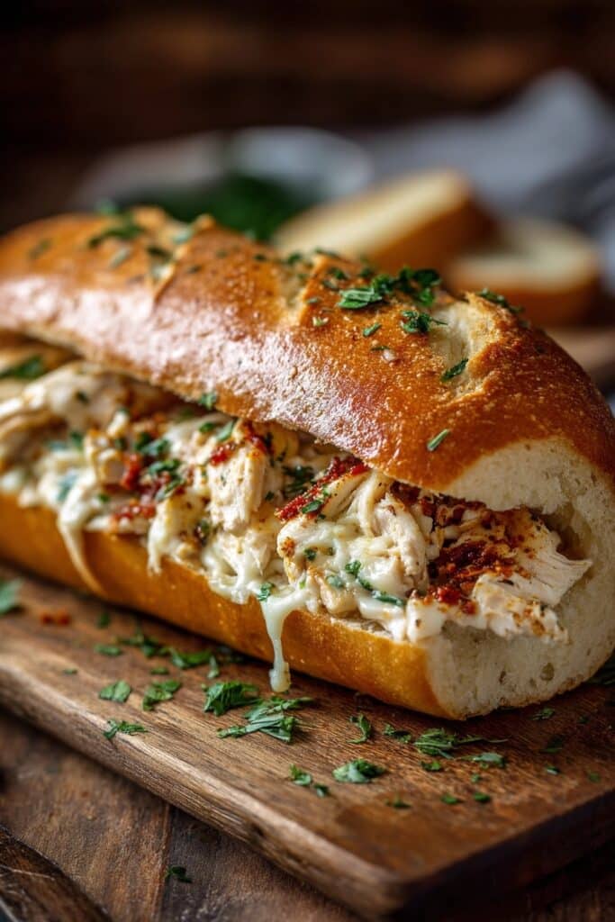 Cheesy Spinach Artichoke and Mushroom Stuffed Baguette Recipe