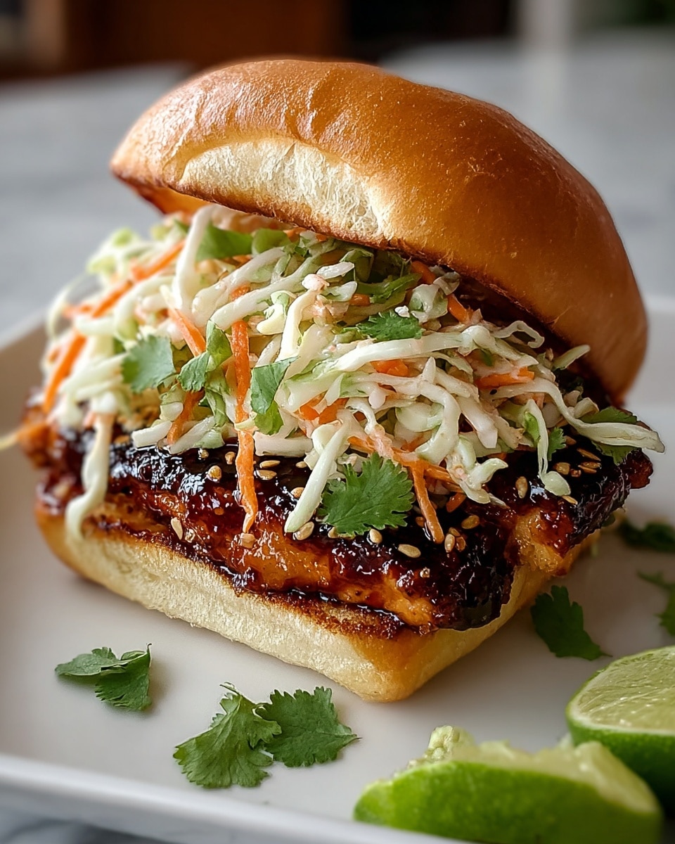Spicy Korean BBQ Chicken Sandwich with Crispy Slaw Recipe - Recipe Image