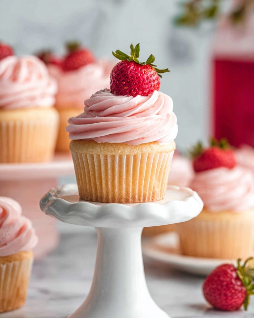 Strawberry Cupcakes with Strawberry Jam and Cream Cheese Frosting Recipe