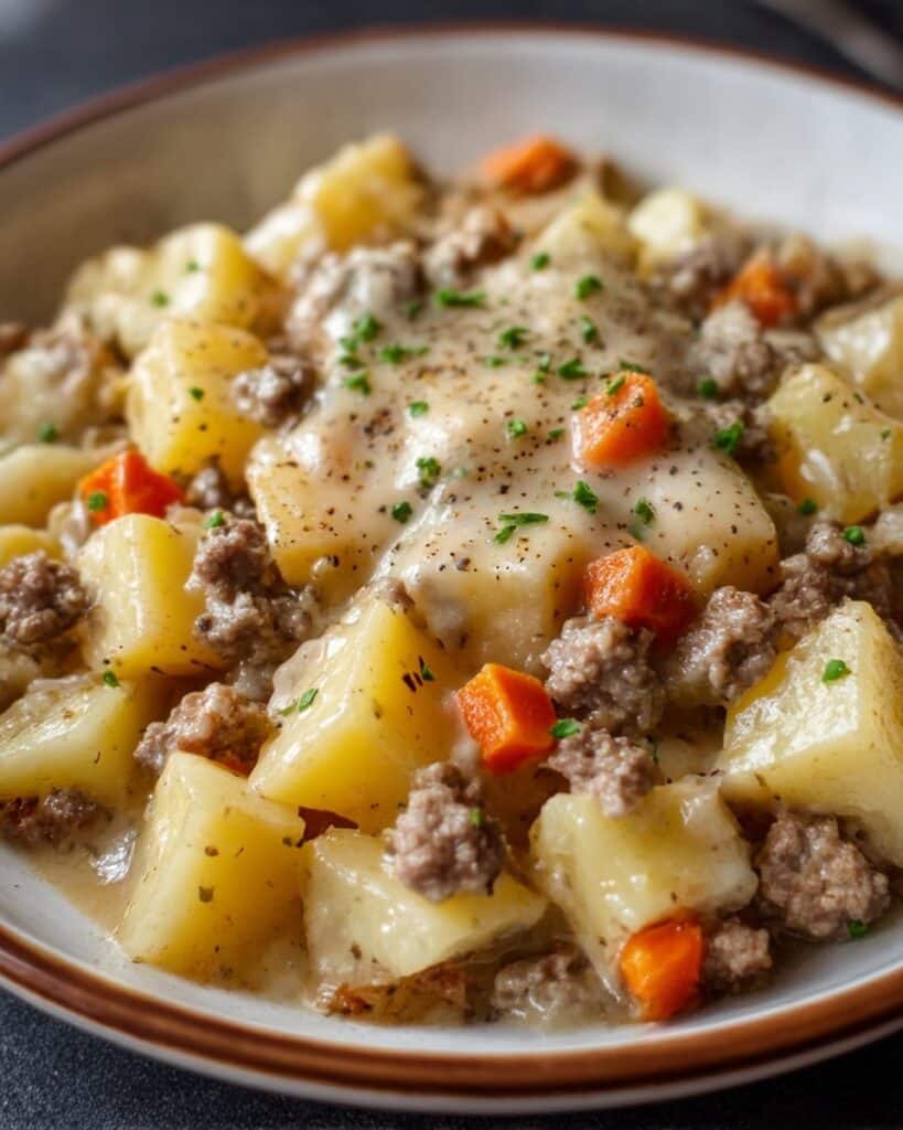 One-Pan Creamy Meat and Potato Skillet Recipe
