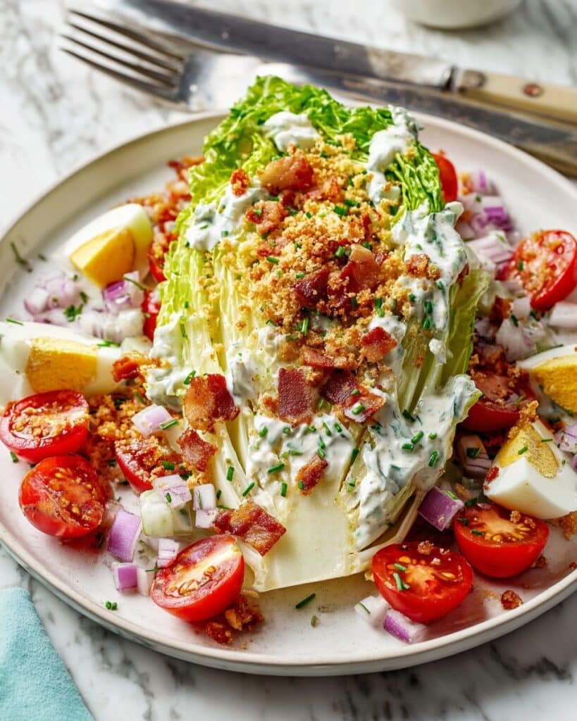 Loaded Wedge Salad with Crispy Breadcrumbs and Chive Dressing Recipe