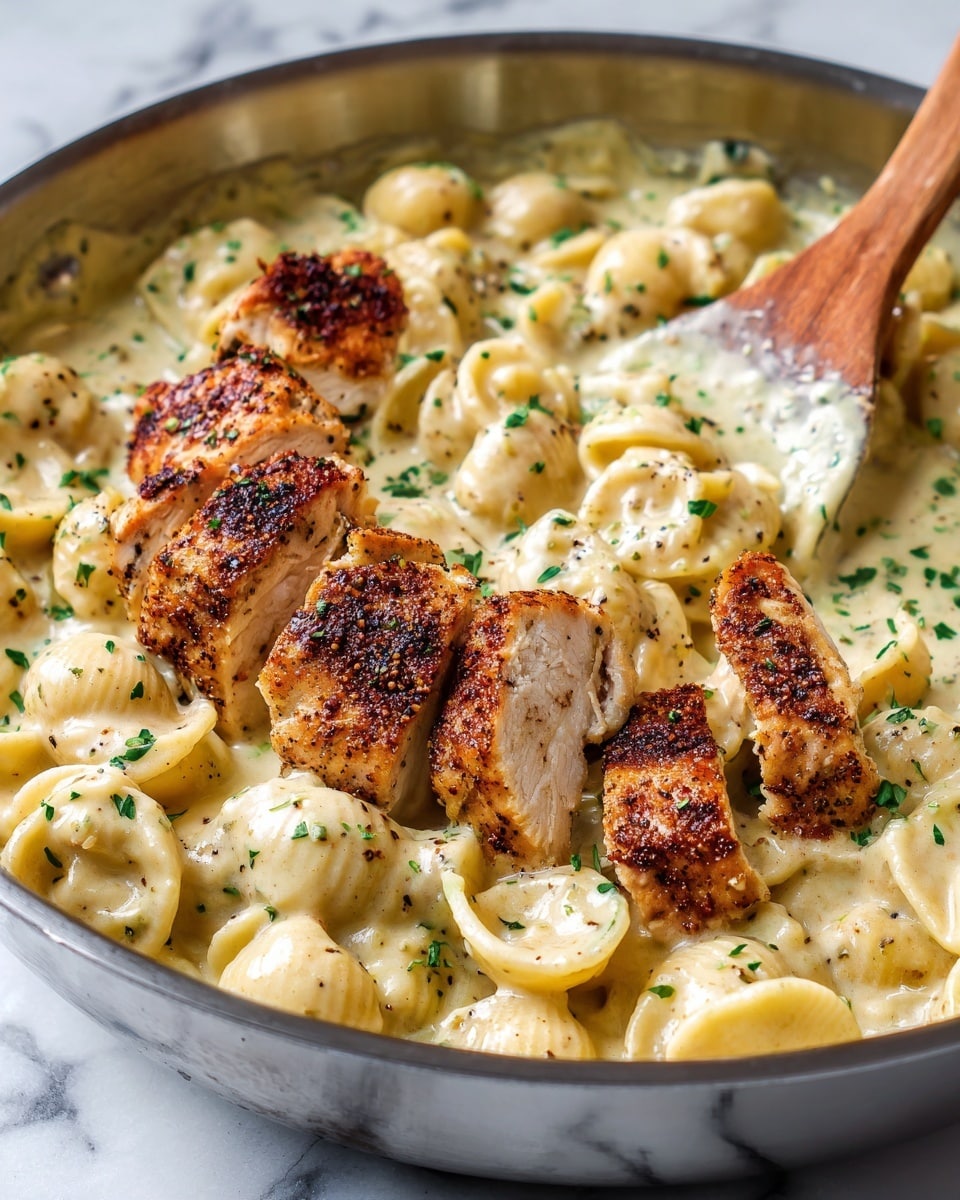 Creamy Chicken Pasta with Garlic, Parmesan, and White Wine Recipe - Recipe Image