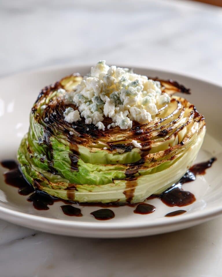 Air Fryer Cabbage Steaks with Goat Cheese and Balsamic Glaze Recipe