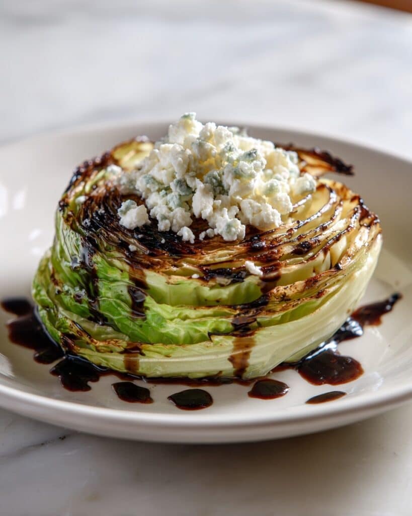 Air Fryer Cabbage Steaks with Goat Cheese and Balsamic Glaze Recipe
