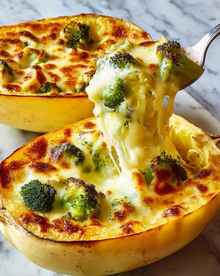 Cheesy Broccoli Cheddar Spaghetti Squash Recipe