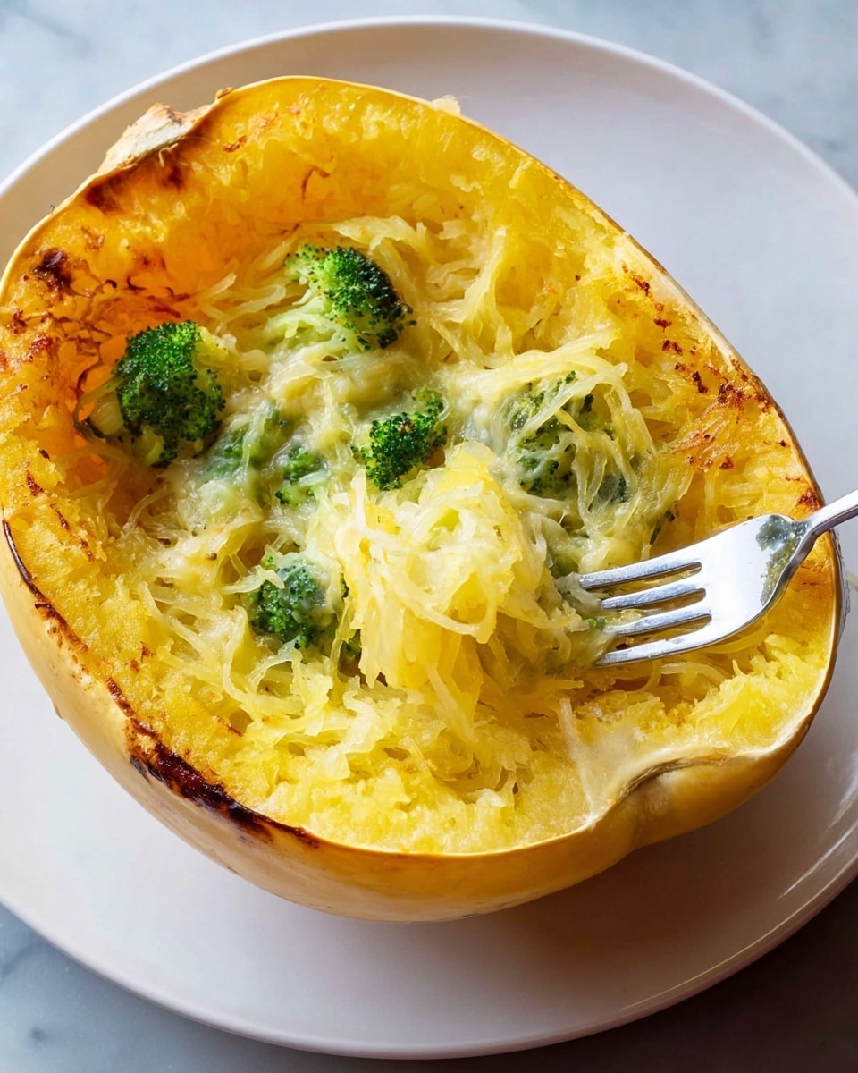 Cheesy Broccoli Cheddar Spaghetti Squash Recipe - Recipe Image