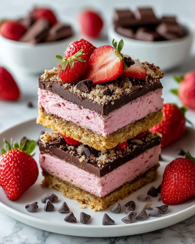 Strawberry Chocolate Crunch Cake Bars Recipe