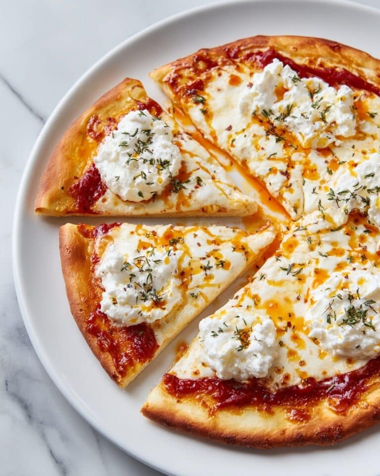Hot Honey Ricotta Pizza with Crispy Crust and Fresh Basil Recipe