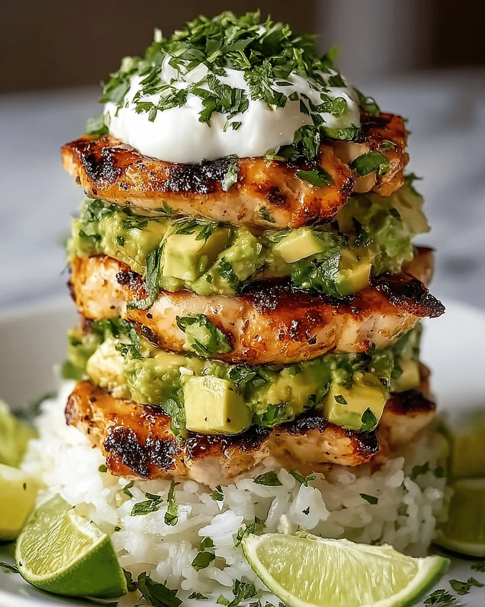 Honey Lime Chicken and Avocado Rice Stack Recipe