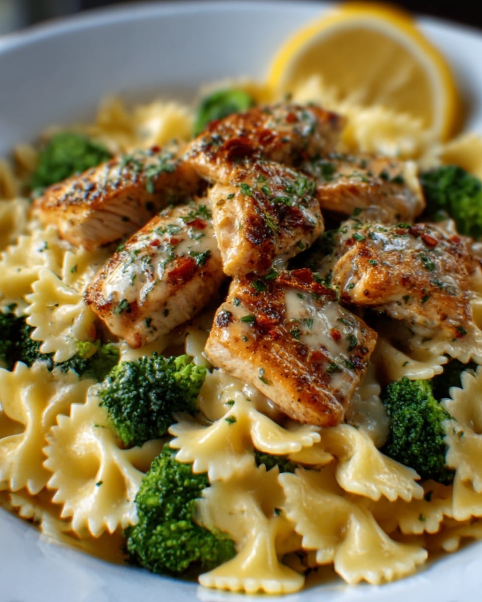 Cowboy Butter Lemon Bowtie Chicken with Broccoli Recipe - Recipe Image
