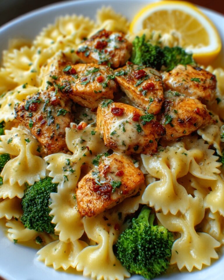 Cowboy Butter Lemon Bowtie Chicken with Broccoli Recipe