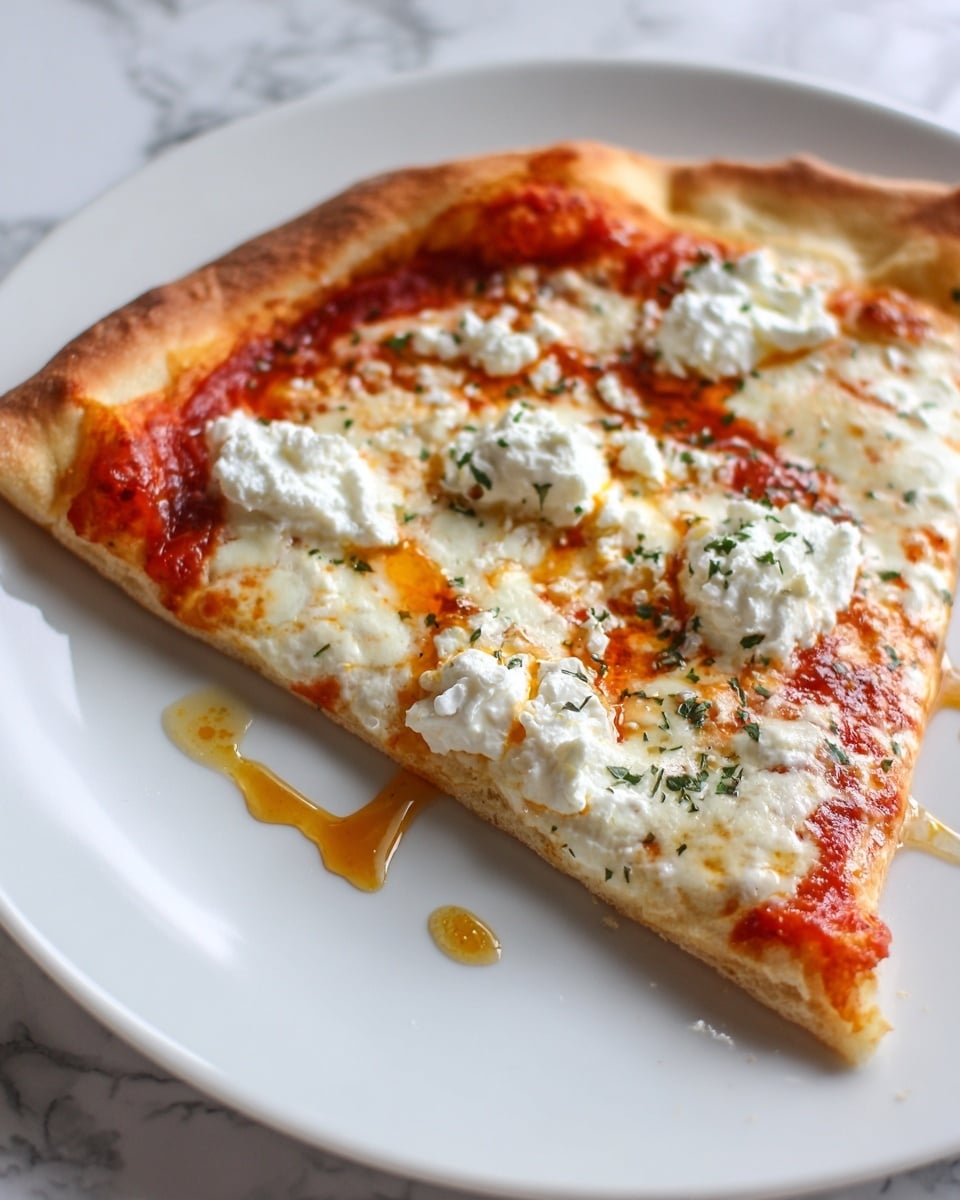 Hot Honey Ricotta Pizza with Crispy Crust and Fresh Basil Recipe - Recipe Image